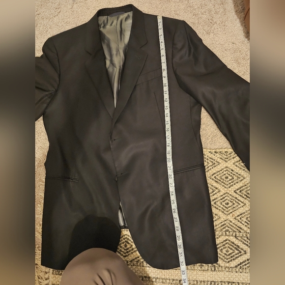 Armani Collezioni Black Silk Wool Blend Blazer Mens Suit Jacket Size 44L - Picture 7 of 10